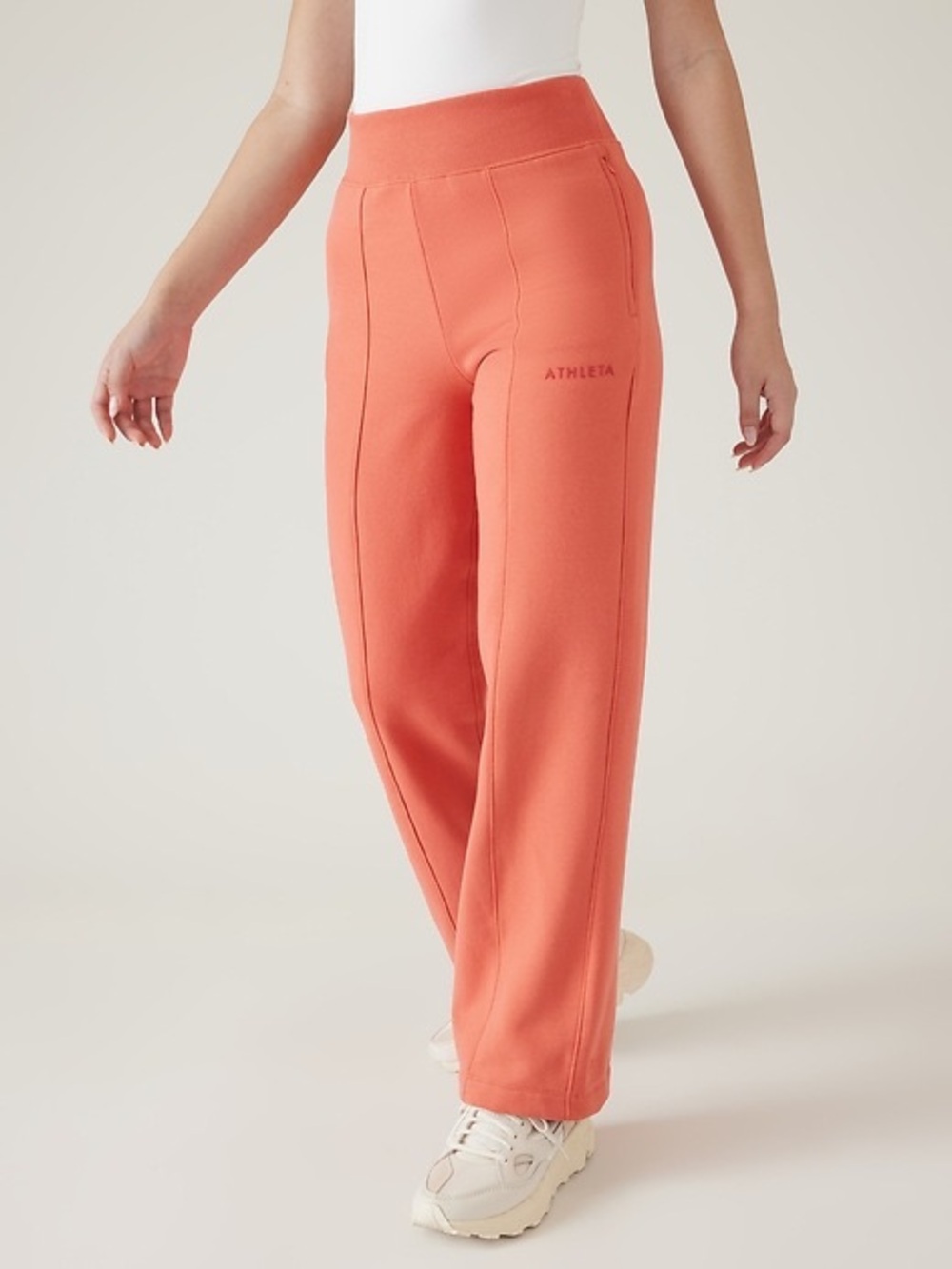 Athleta Retroplush Logo Straight Leg Pant Soft Persimmon XS Tall